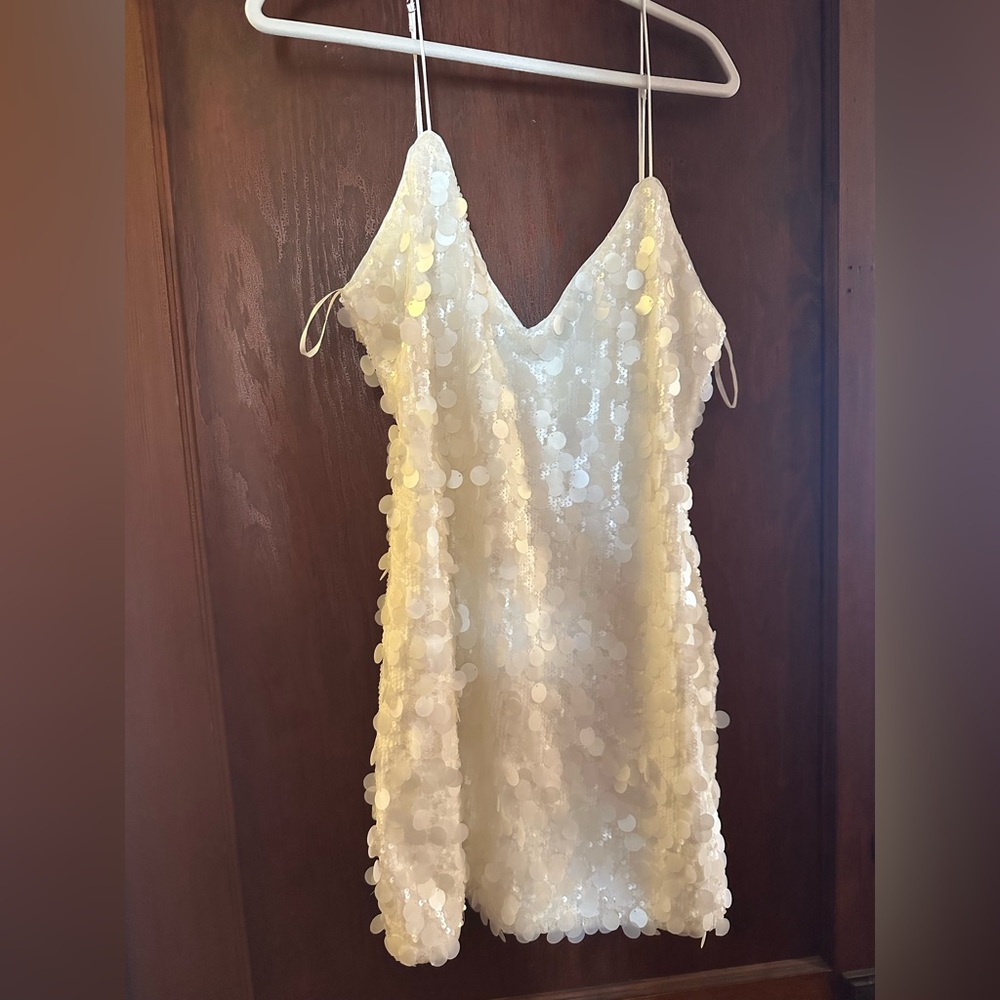 Meshki Ivory Sequin Mini Dress